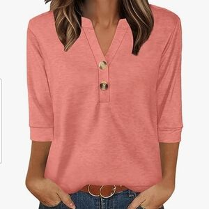 Elegant Coral Button-Accent Blouse